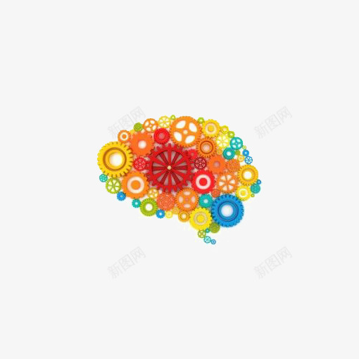 创意大脑png免抠素材_新图网 https://ixintu.com 卡通齿轮 大脑免扣元素 彩色齿轮 红色齿轮 设计感