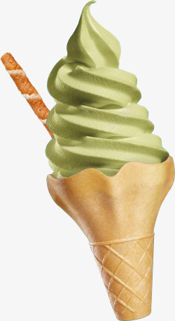 手绘绿色冰淇淋食物素材