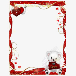泰迪爱心情人节小熊浪漫相框高清图片