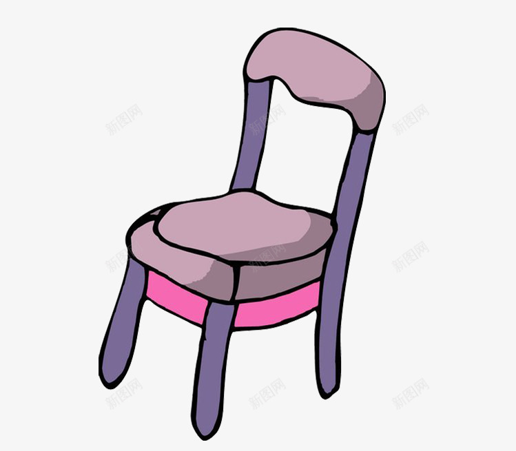 卡通椅子装饰png免抠素材_新图网 https://ixintu.com 卡通 椅子 紫色 装饰