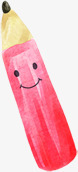 粉色笑脸铅笔手绘素材