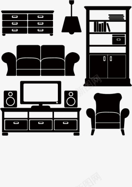 家装盛夏黑色家具图标图标