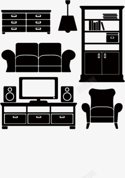 黑色皮质沙发黑色家具图标高清图片