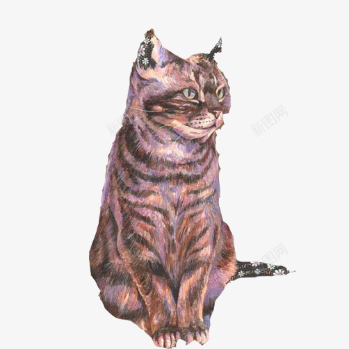 灰猫手绘片png免抠素材_新图网 https://ixintu.com 小猫 张望的猫 彩绘画 灰色猫