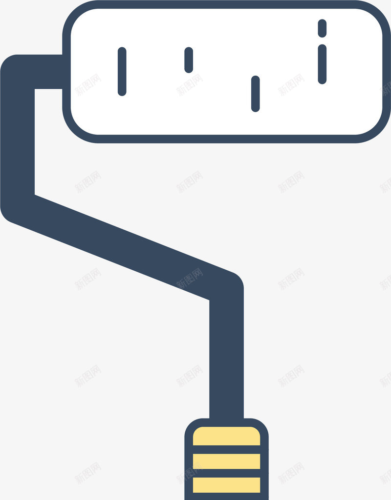 手绘白色滚筒刷子png免抠素材_新图网 https://ixintu.com 小清新 手绘刷子 油漆刷子 白色滚筒 简约 线条