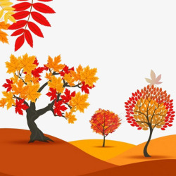 秋季卡通树木背景素材