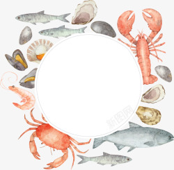 小龙虾手绘水彩手绘海鲜美食矢量图高清图片