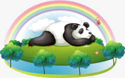 卡通彩虹可爱熊猫矢量图素材