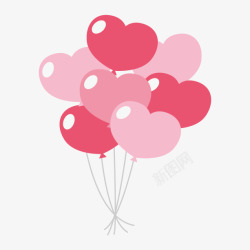手绘粉红色爱心气球装饰素材