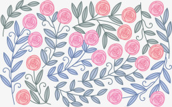 粉色复古手绘玫瑰花填充背景素材