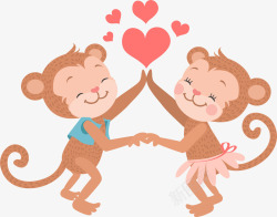 猴子图案卡通情人节猴子情侣高清图片