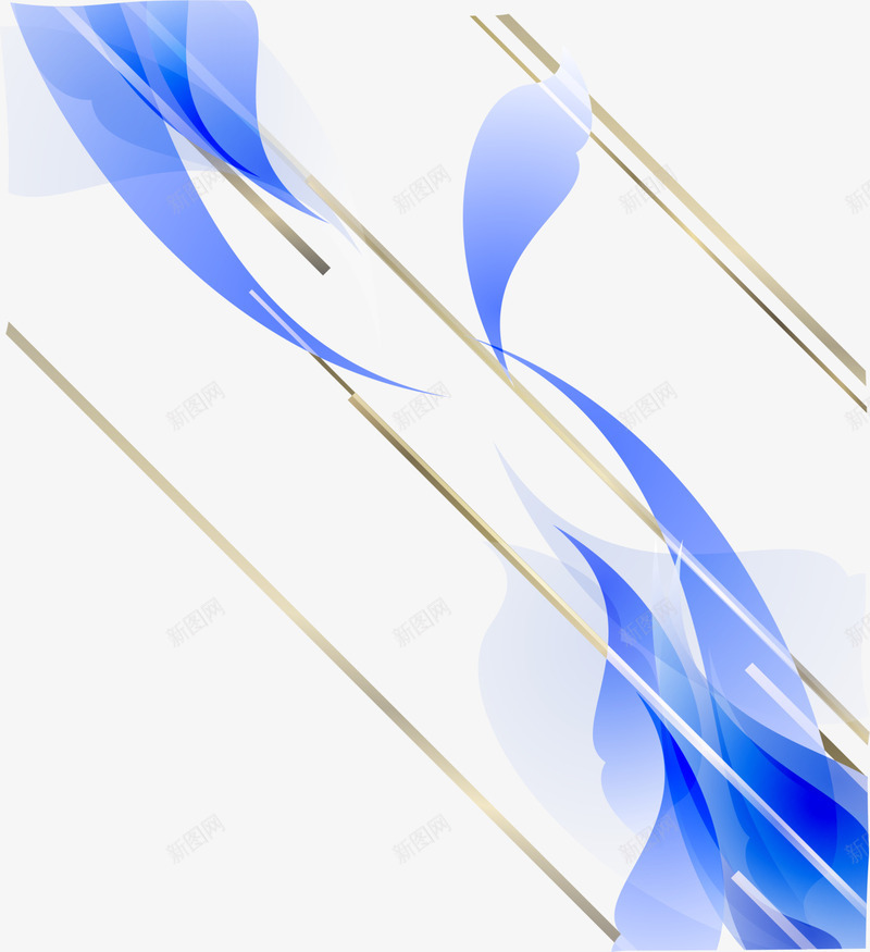 蓝色梦幻曲线线条png免抠素材_新图网 https://ixintu.com 曲线 梦幻线条 流体 线条 蓝色曲线 金线 闪耀斜线