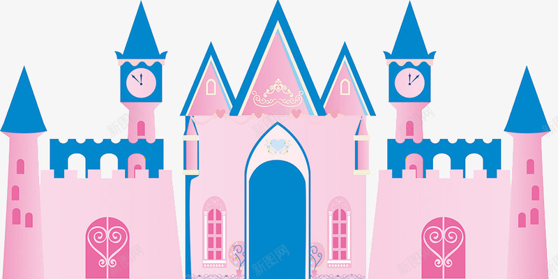 城堡png免抠素材_新图网 https://ixintu.com 建筑 插画 欧式 童话 粉蓝