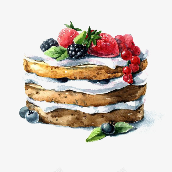 手绘水果蛋糕png免抠素材_新图网 https://ixintu.com 卡通 手绘 插画 烘焙 甜点 美食 草莓