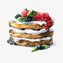 草莓插画设计手绘水果蛋糕高清图片