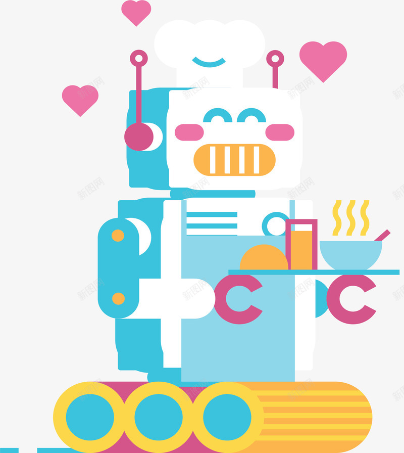 家庭厨师保姆机器人矢量图ai免抠素材_新图网 https://ixintu.com 人工智能 保姆机器人 厨师机器人 机器人 矢量png 高科技 矢量图