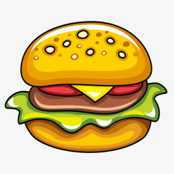 美味汉堡包卡通手绘矢量图素材