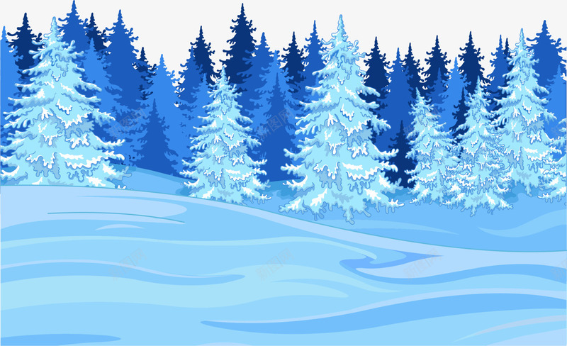 冬日蓝色圣诞树林png免抠素材_新图网 https://ixintu.com Christmas Merry 冬天 冬日 圣诞快乐 圣诞树 圣诞节 蓝色树木