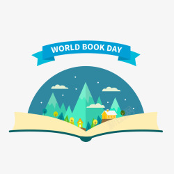 创意世界读书日打开的书本世界矢矢量图素材