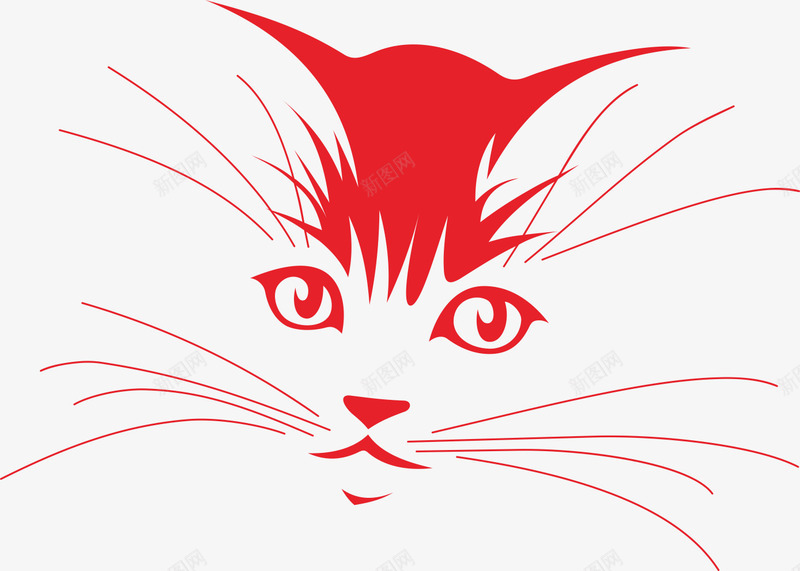 手绘猫咪矢量图eps免抠素材_新图网 https://ixintu.com 小猫 手绘 猫咪 红色 矢量图