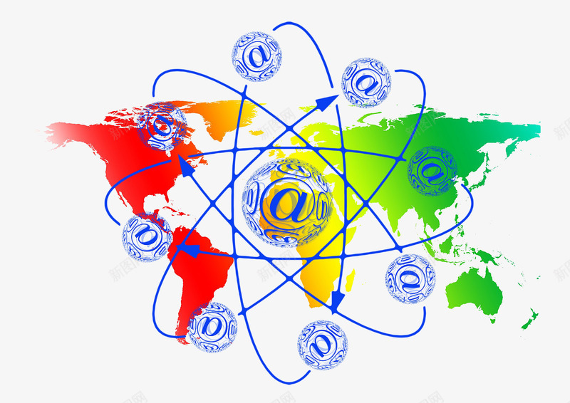 彩色互联网png免抠素材_新图网 https://ixintu.com 商务素材 彩色地图 科技元素 线条 网络素材 通讯