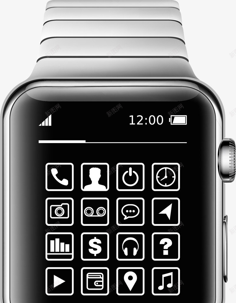 黑色简约智能手表装饰图案png免抠素材_新图网 https://ixintu.com 免抠PNG 智能手表 简约 装饰图案 黑色
