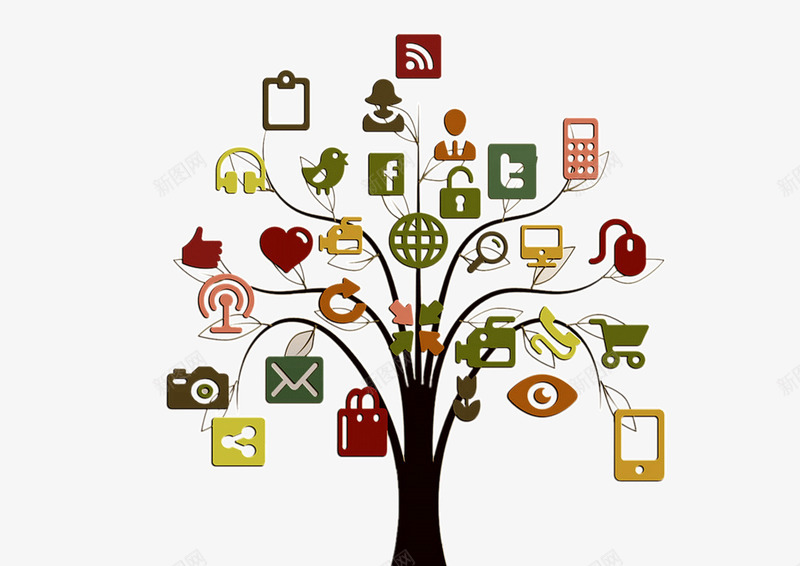 创意小树通讯图标png_新图网 https://ixintu.com 分布图 图标 小树 数码 电子 科技 通讯