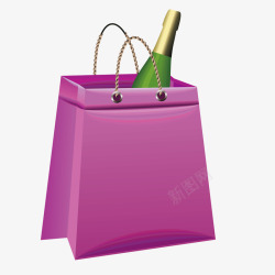 紫色手提袋酒瓶矢量图素材
