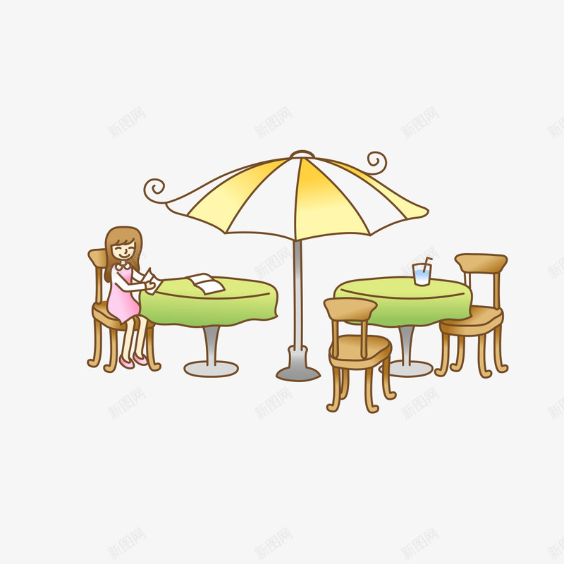 遮阳伞休息桌png免抠素材_新图网 https://ixintu.com 休息桌子 座椅 椅子 美女 遮阳伞
