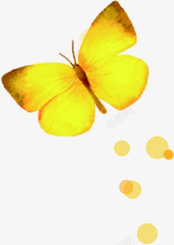 手绘黄色秋季蝴蝶素材