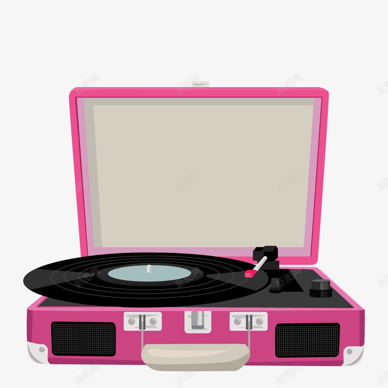 粉色旅行箱png免抠素材_新图网 https://ixintu.com 创意 留声机 胶片 音乐