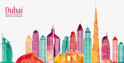 清代城镇建筑迪拜城市插画高清图片