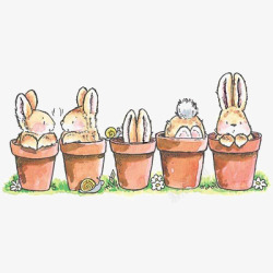 印花兔子花盆高清图片
