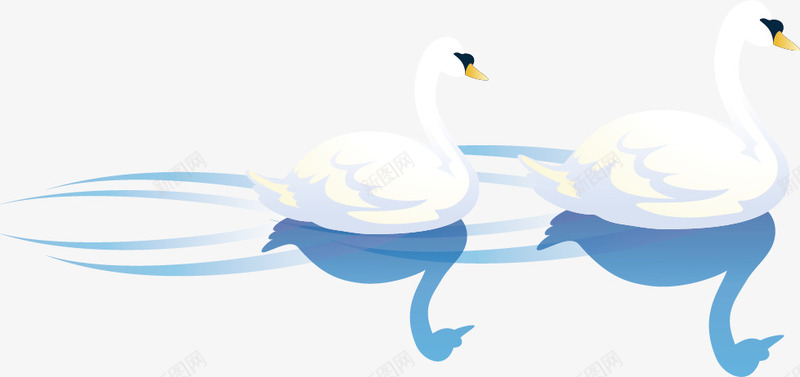 湖上的白天鹅png免抠素材_新图网 https://ixintu.com 卡通 天鹅 插画 湖水