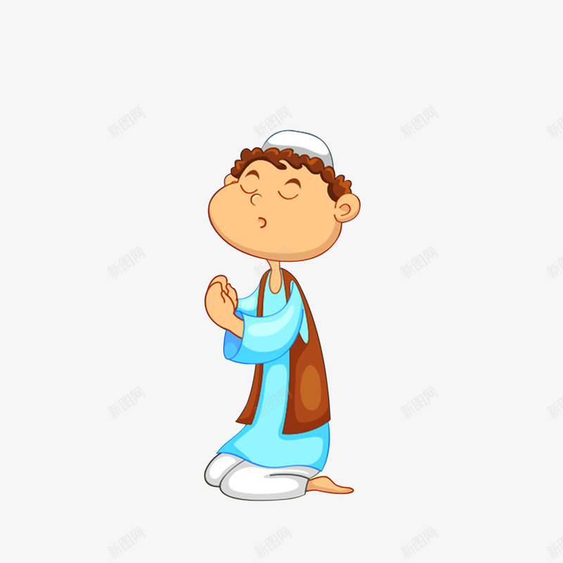 卡通祈祷的阿拉伯男子png免抠素材_新图网 https://ixintu.com 异域服装 祈祷的手 祷告 跪着的动作 跪着祈祷 跪着祷告 阿拉伯男子
