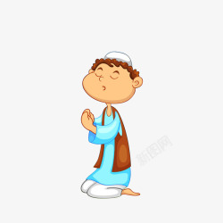 异域服装卡通祈祷的阿拉伯男子高清图片