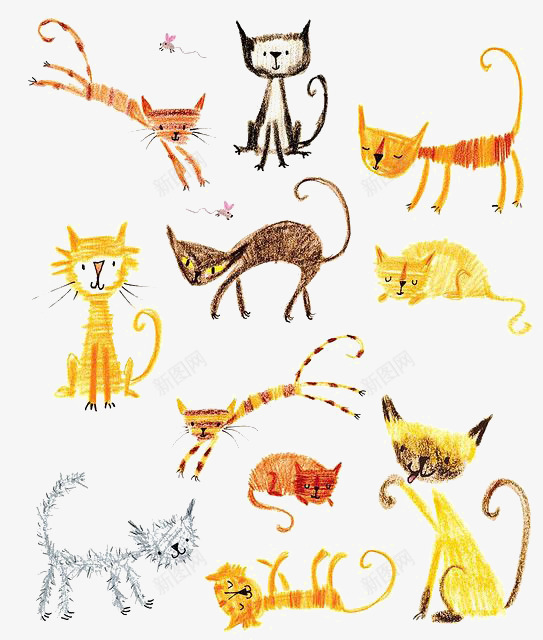 猫咪png免抠素材_新图网 https://ixintu.com 卡通猫咪 宠物猫 小猫咪 手绘猫咪 蜡笔