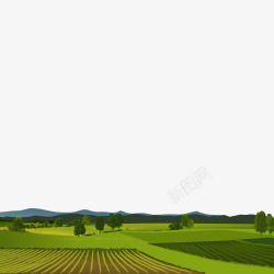 绿树背景平原田园草地风景插画矢量图高清图片