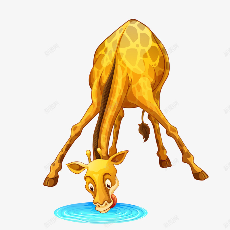 卡通可爱喝水的长颈鹿矢量图ai免抠素材_新图网 https://ixintu.com 动物 动物园 喝水 森林 长颈鹿 黄色 矢量图