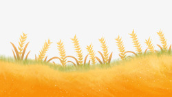 黄色系秋天风吹麦浪手绘插画背景素材