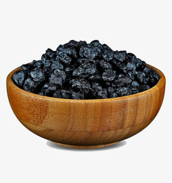 木头颜色一碗蓝莓干高清图片