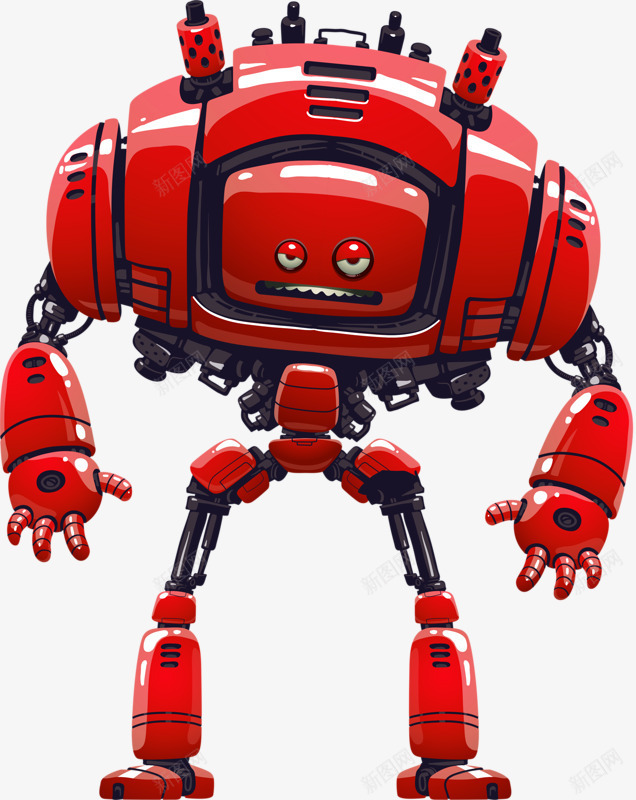 科技感卡通人形红色机器人png免抠素材_新图网 https://ixintu.com 人形 卡通 机器人 科技