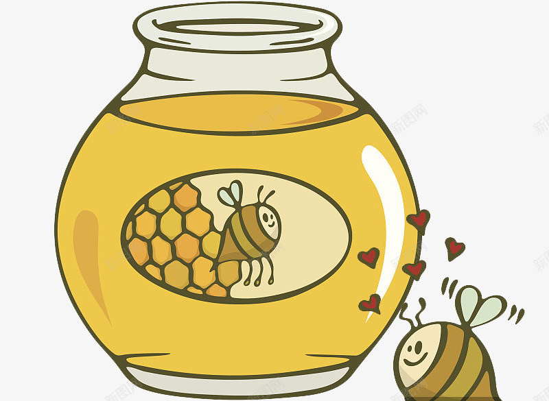黄色美味的蜂蜜png免抠素材_新图网 https://ixintu.com 创意 动物 小蜜蜂 工作 罐子 美味 蜂蜜 设计 黄色