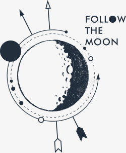 手绘月球发射黑白花臂图案矢量图高清图片