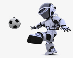 科技与发明小报会踢足球的机器人高清图片