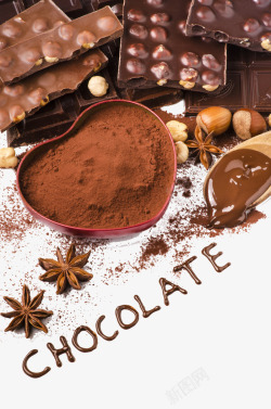 一勺巧克力巧克力粉高清图片