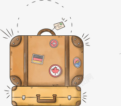旅游复古手提行李箱素材