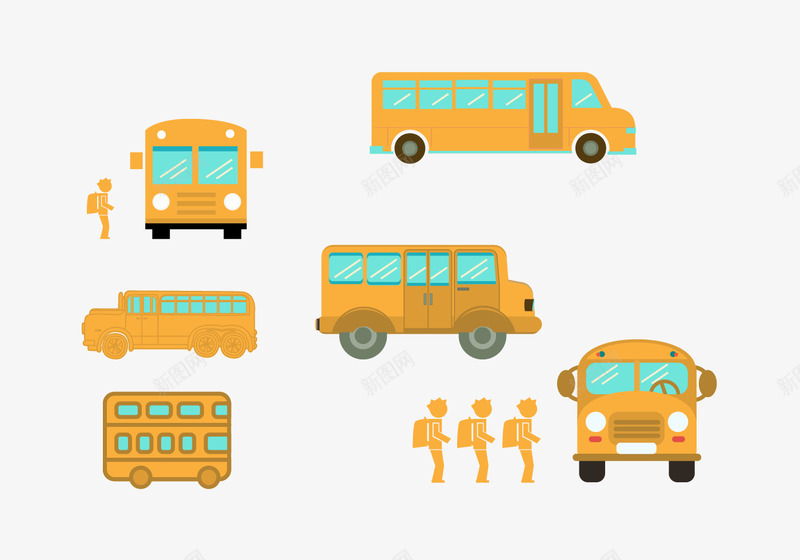 排队上校车的学生png免抠素材_新图网 https://ixintu.com 去上学 在路上 学校班车 学生 校车 黄色巴士