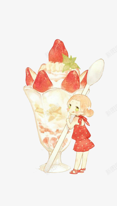 女孩与杯子沙冰png免抠素材_新图网 https://ixintu.com 勺子 卡通 女孩 插画 杯子 沙冰 玻璃杯 甜品 绘画 美味沙冰 草莓 食物