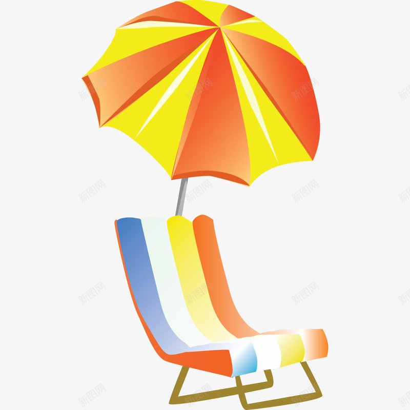 卡通沙滩沙滩椅遮阳伞png免抠素材_新图网 https://ixintu.com 卡通 沙滩 沙滩椅 遮阳伞